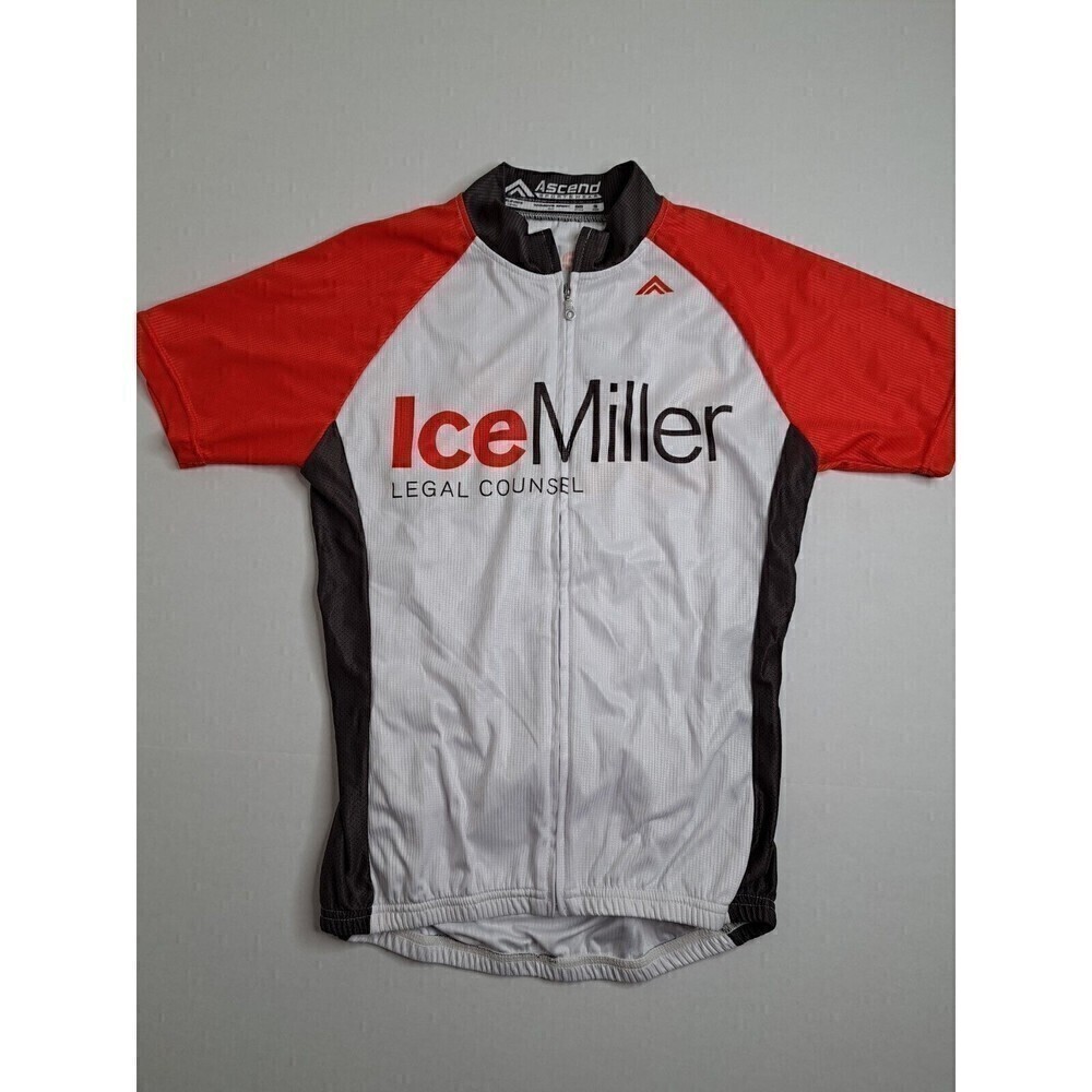 Ascend Sportswear Cycling Jersey Shirt Full Zip Women's Size Small Orange/White